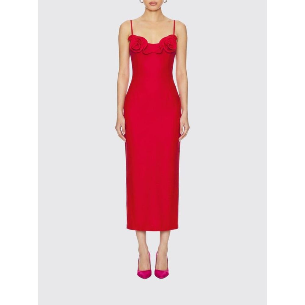 Magda Butrym Midi Sheath Dress In Wool With Square Neckline And 3D Flower
